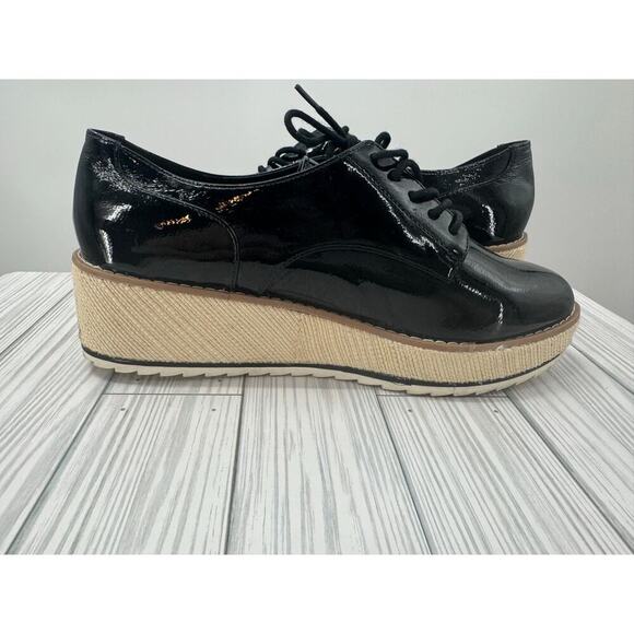 Call It Spring Vegan Aria Glossy Y2K Oxford‎ Chunky Heel Black Shoes Size 8.5 - Picture 5 of 10